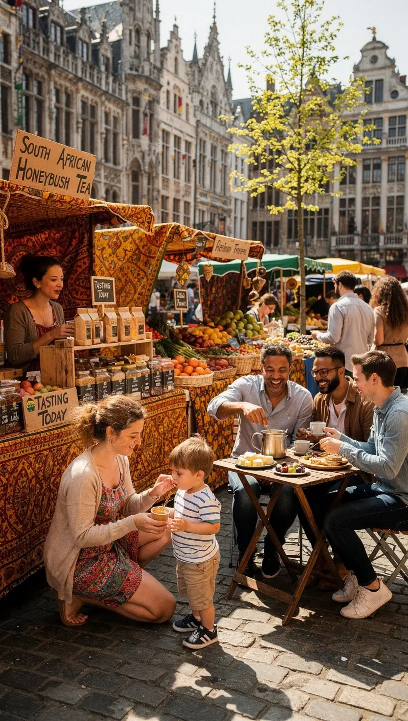 Un paysage africain avec des collines et des champs de honeybush, représentant l'origine de cette plante aromatique.